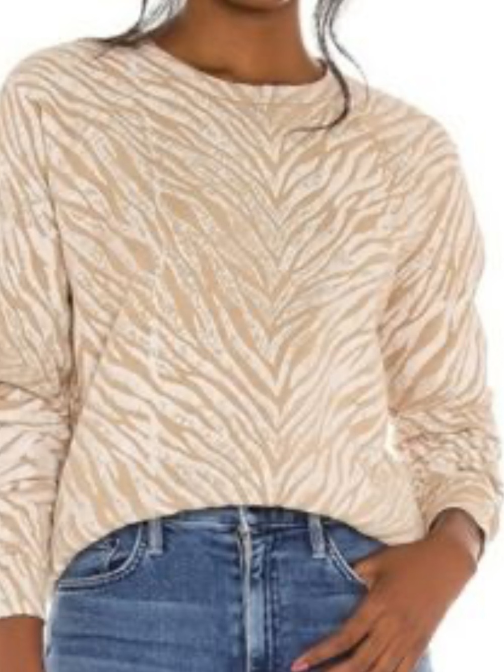 Mother The Hugger Zebra-Print Crewneck Sweatshirt